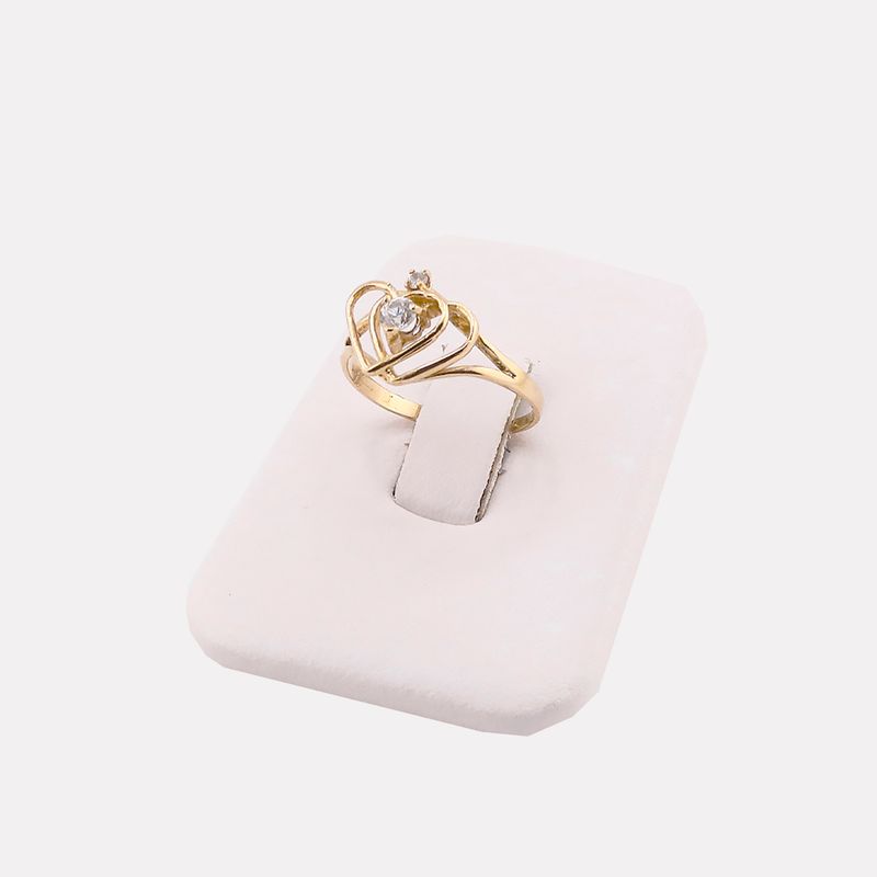 Anillo Doble Corazon C/p 14k 1.4g #4.5